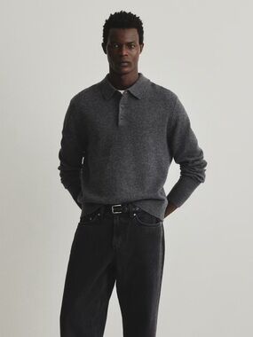 Men’s All Saints Wool Collar Sweater (Grey)